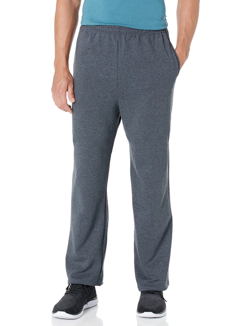 Jerzees mens Fleece Sweatpants, Open Bottom - Black Heather, Large US - Image 1
